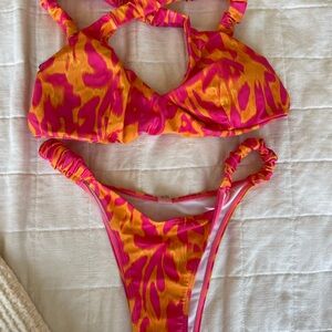 Vibrant Pink and Orange Bikini Set